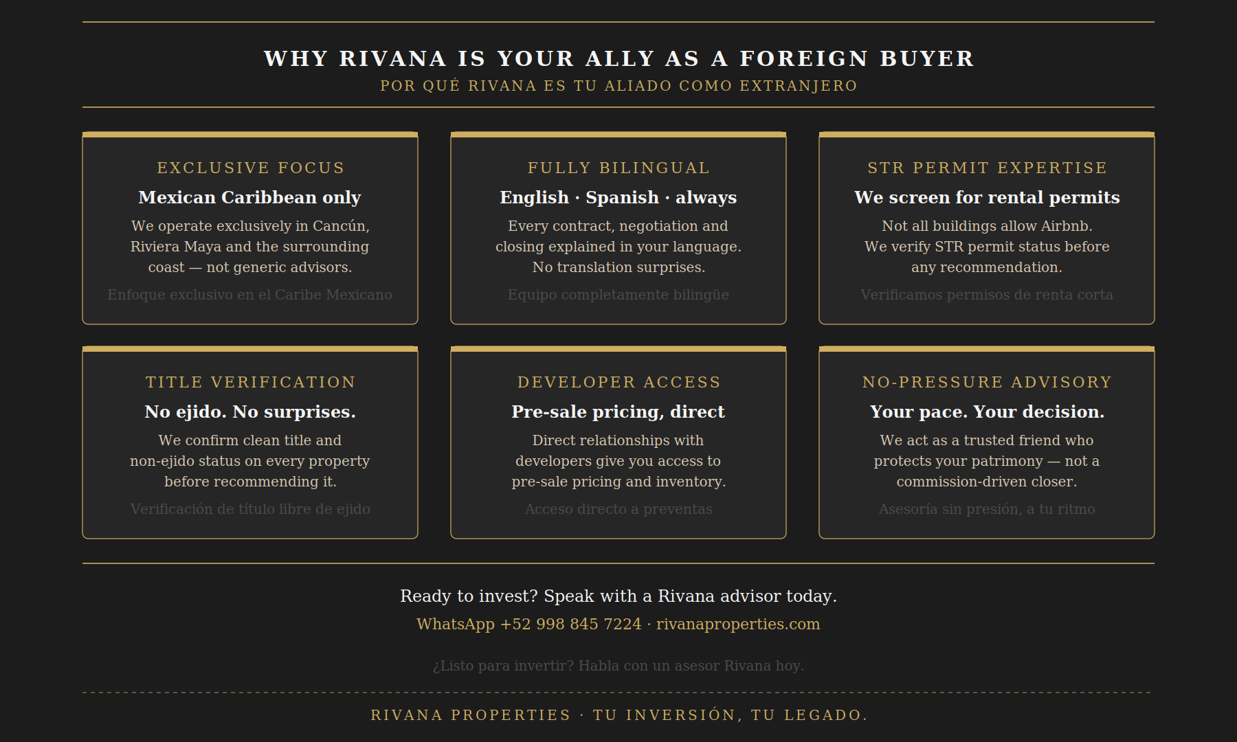 Lo que distingue a Rivana para inversionistas internacionales